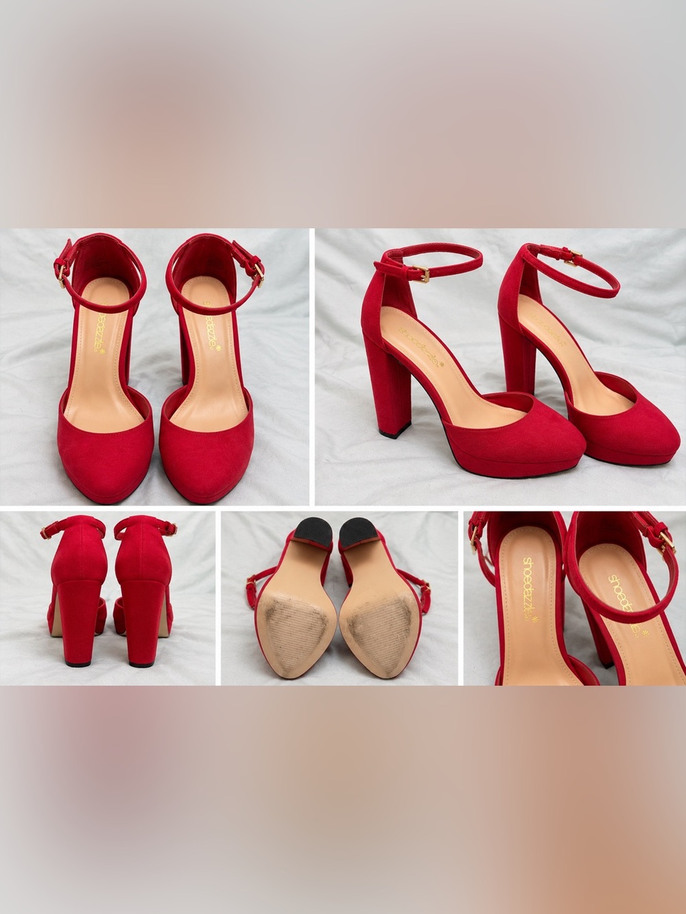 Shoe Dazzle Women's Red Ankle-Strap Block Heels